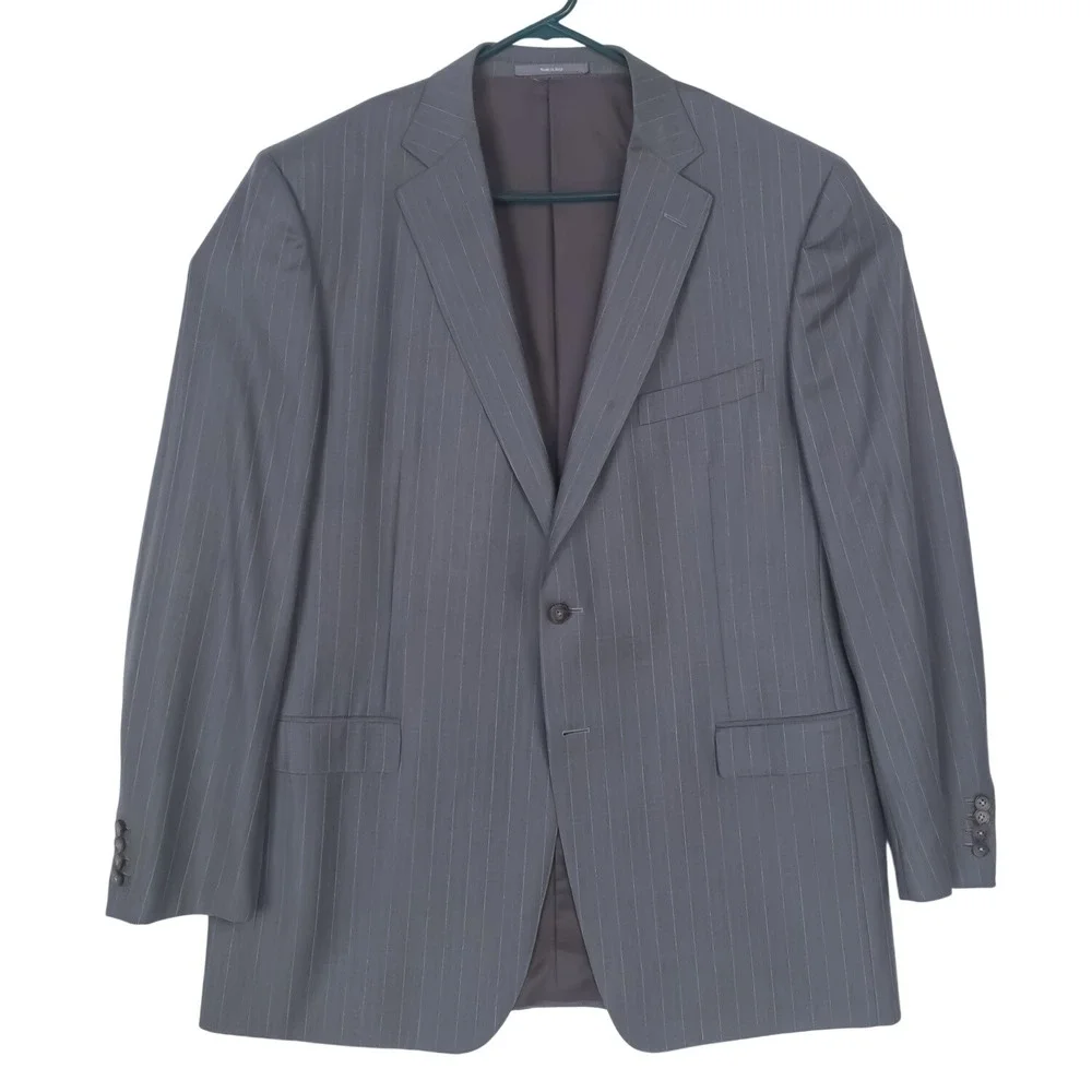 Ermenegildo Zegna Blazer Mens 58L Grey Pinstripe Trofeo Wool Neiman Marcus